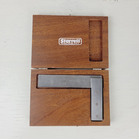 Starrett No. 55 Beveled Edge 4 1/2" Square Tool With Wooden Box Machinist - Picture 13 of 15